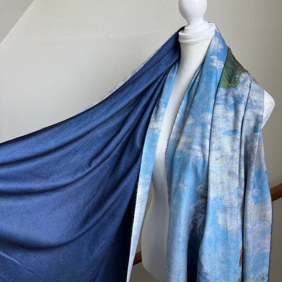 Monet Woman With A Parisol Painting Watercolor Printed Artsy Scarf Shawl Wrap - Picture 7 of 10